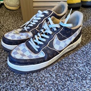 Louis Vuitton Blue and White Checkered Sneakers